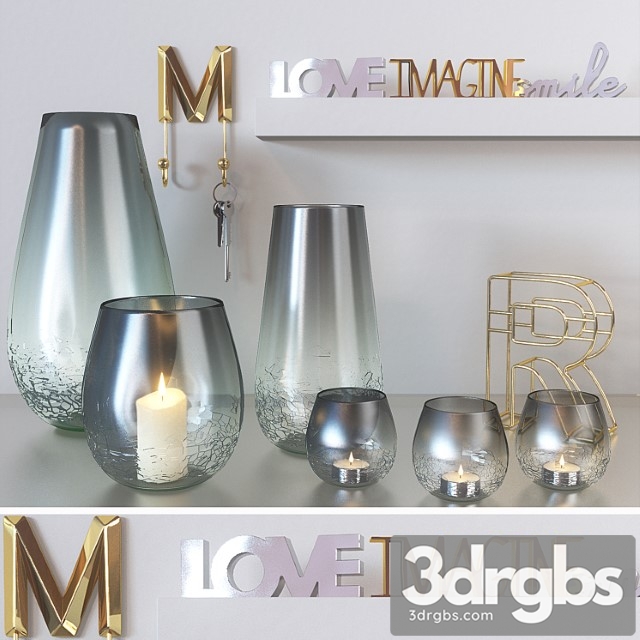 Decorative set Modern set of candlesticks candles and decor 3dsmax Download - thumbnail 1