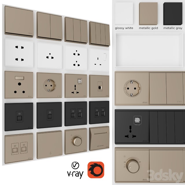 Electrical Sockets Switches Simon E6 3dsmax Download