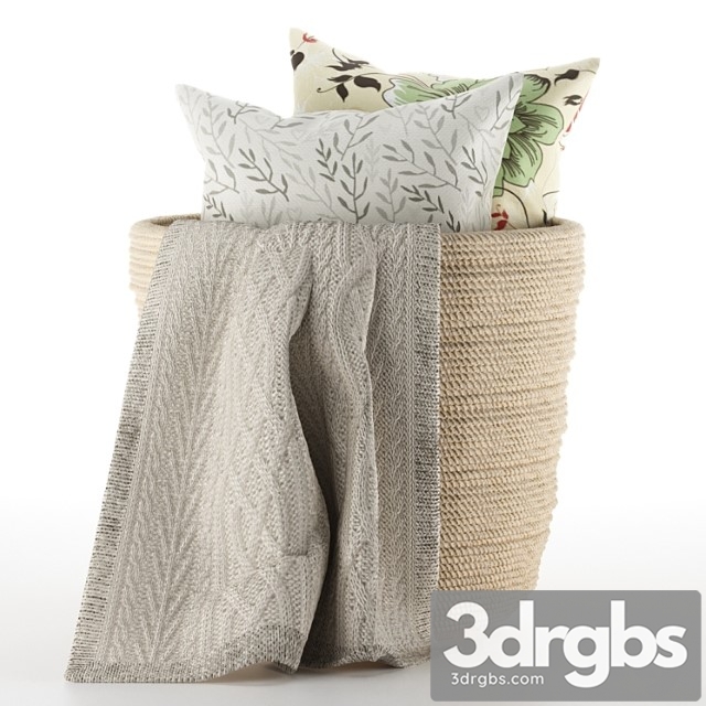 Pillows and Plaid In A Basket 3dsmax Download - thumbnail 1