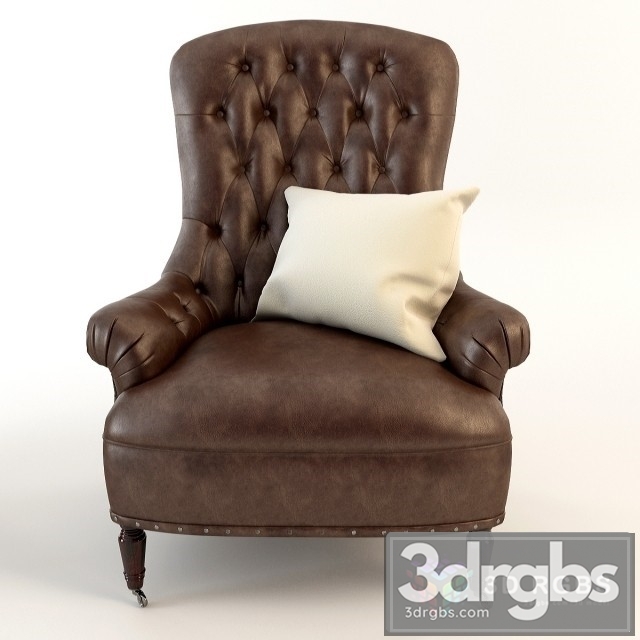 Bottery Barn Tufted Leather Chair 3dsmax Download - thumbnail 1