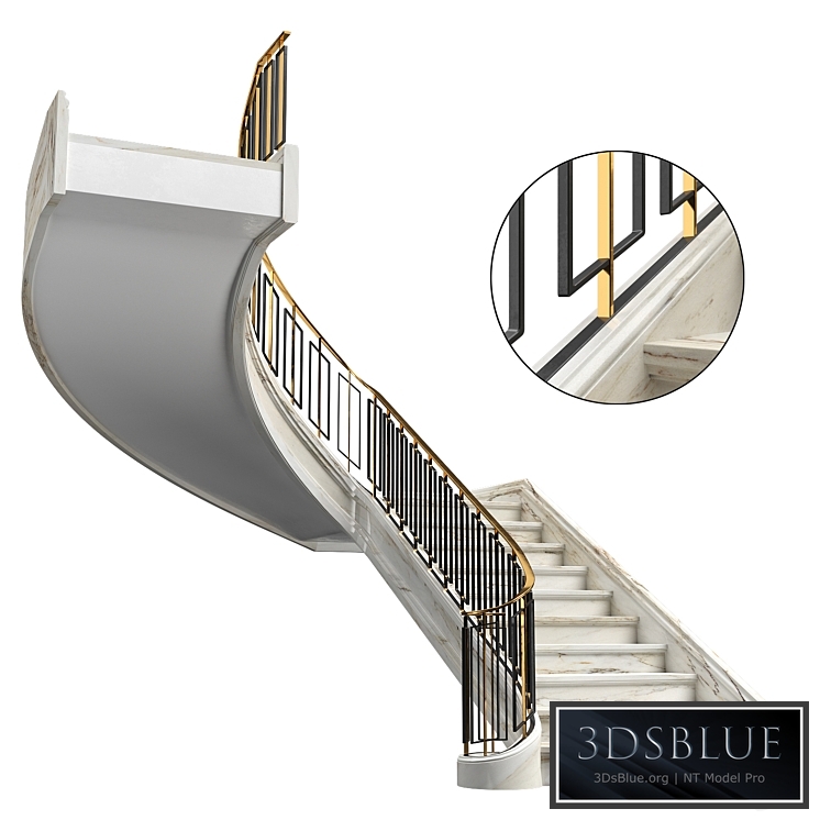 Neoclassical staircase 3DS Max - thumbnail 3