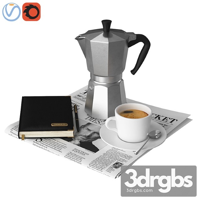 Coffee and newspaper 3dsmax Download - thumbnail 1