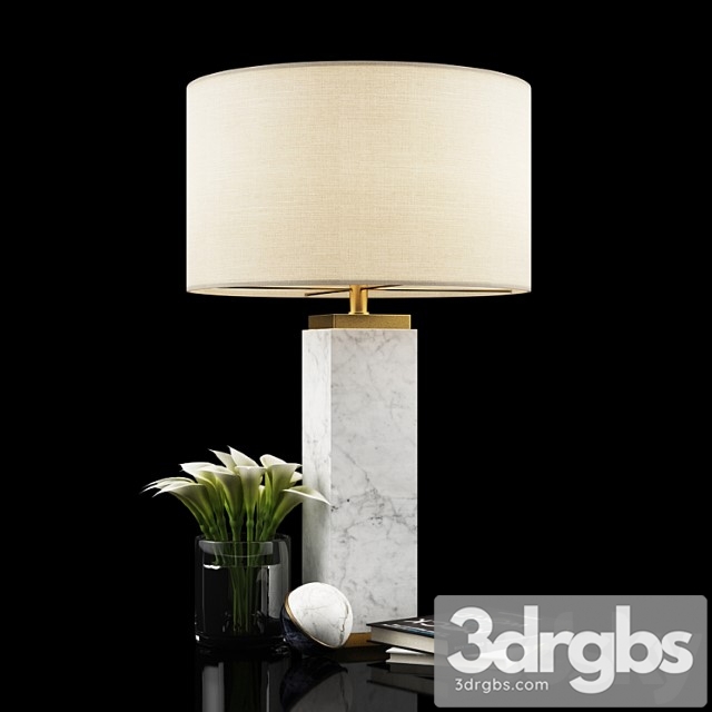 Square column marble table lamp 3dsmax Download - thumbnail 1