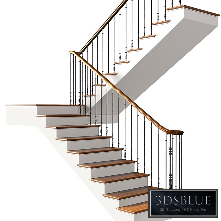Modern Staircase in a classic style.Classic Modern  Art Deco interior Stair 3DS Max - thumbnail 3