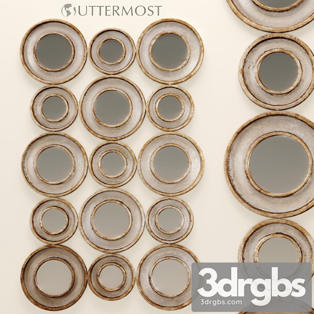 Mirror Circle Boards Wall Decor Aged Panel Decorative 3dsmax Download - thumbnail 1