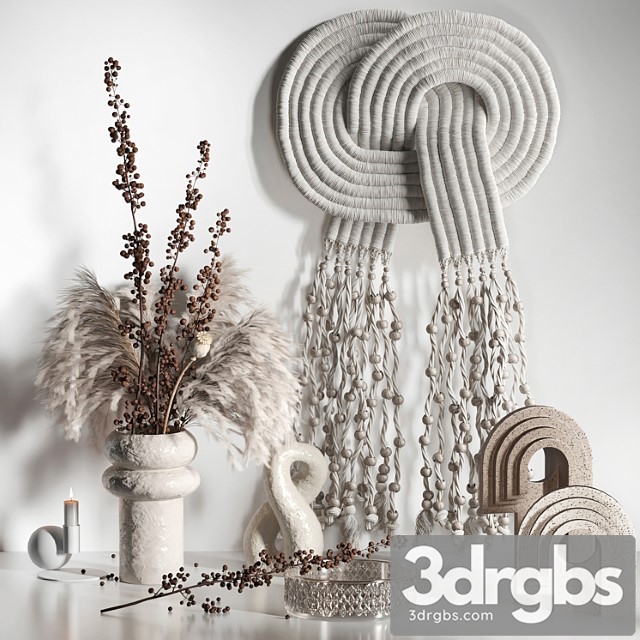Decorative Set 05 with Macrame and Berry Branch 3dsmax Download - thumbnail 1