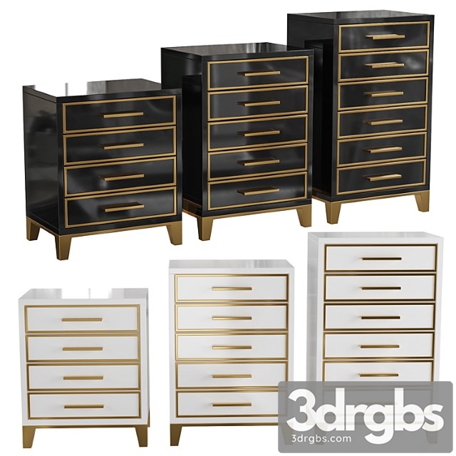 Homary Chest Of Drawers Mid Century 5 Drawer Accent Chest 3dsmax Download - thumbnail 1