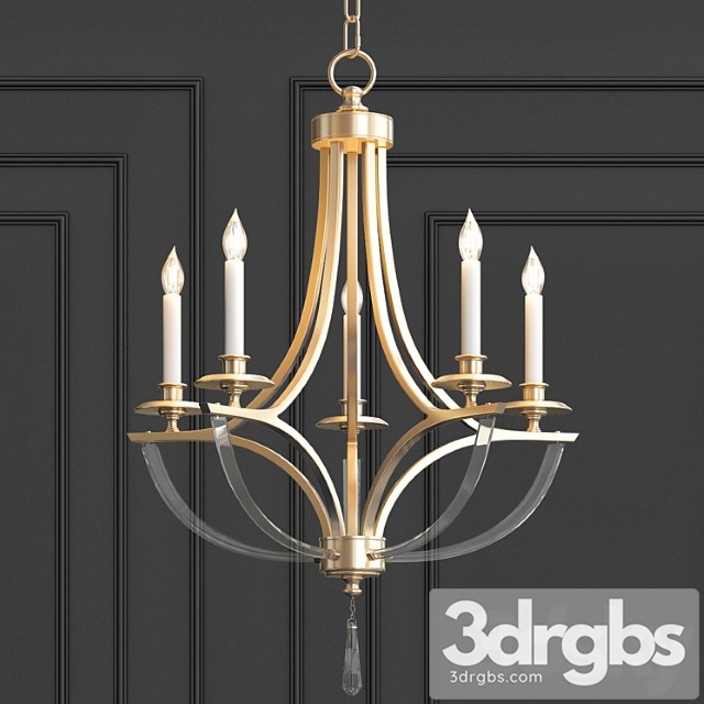 Bent 5-light crystal chandelier 3dsmax Download - thumbnail 1
