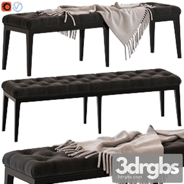Coco Republic Piccadilly Tufted Bench 3dsmax Download - thumbnail 1