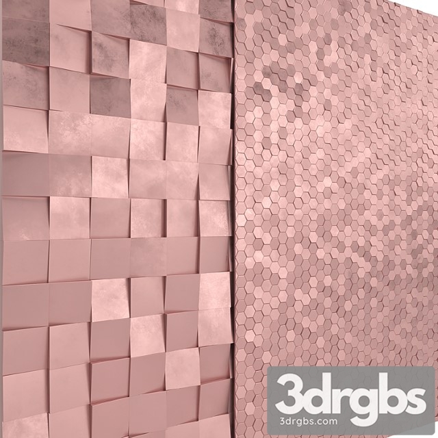 Rose gold panels cubes & hexagons 3dsmax Download - thumbnail 1