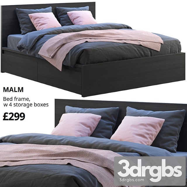 Ikea malm bed 3 2 3dsmax Download - thumbnail 1