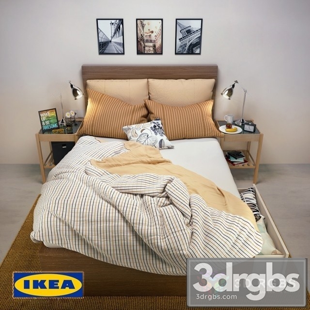 Ikea Bed Set 01 3dsmax Download - thumbnail 1
