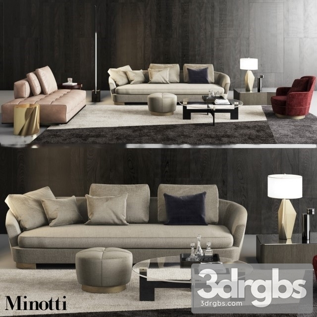 Minotti Grand Jacques Sofa Set 01 3dsmax Download - thumbnail 1
