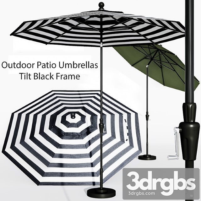 9 Sunbrella Black Cabana Stripe Outdoor Patio Umbrella With Black Tilt Frame Reviews 3dsmax Download - thumbnail 1