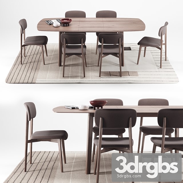 Calligaris cream table + stockholm chair 2 3dsmax Download - thumbnail 1
