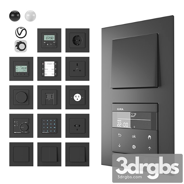 Electronics Gira E2 Flat Installation 3dsmax Download - thumbnail 1
