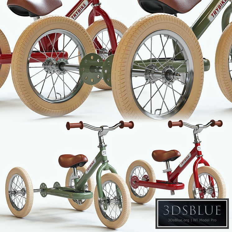 Trybike Tricycle et draisienne Acier 2-en-1 Vintage Bleu pétrole 3DS Max - thumbnail 3