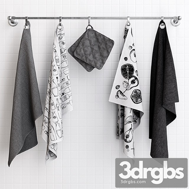 Zara Grey Towels on Hooks 3dsmax Download - thumbnail 1