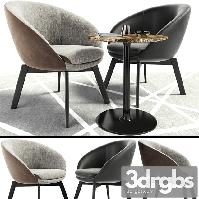 Minotti russel lounge chair with oliver table 3dsmax Download - thumbnail 1