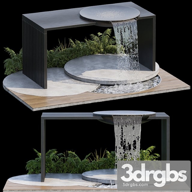 Landscape furniture with fountain – architect element 09 3dsmax Download - thumbnail 1