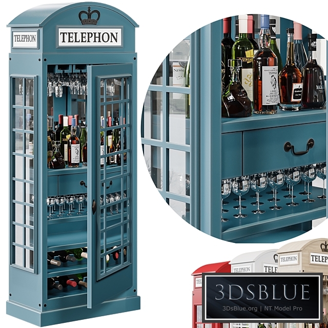 Telephone Box Drinks Cabinet 3DS Max - thumbnail 3