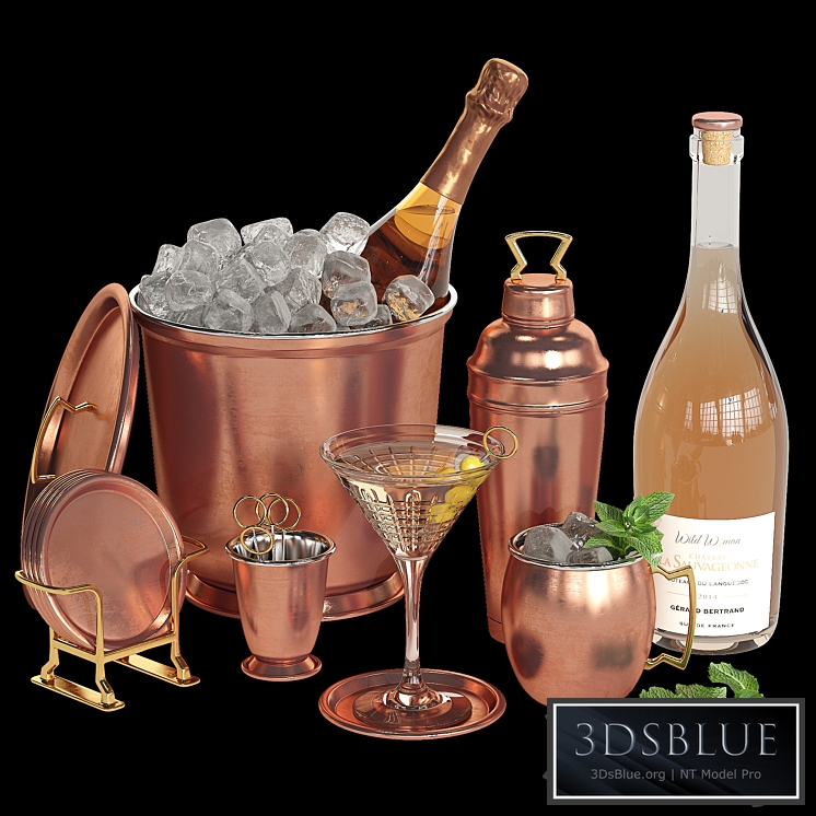 Potterybarn copper bar accessories 3DS Max - thumbnail 3