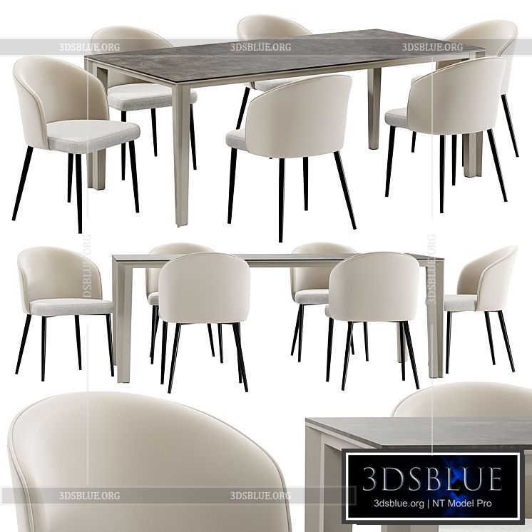 Dining chair Ornella and table Skin 3DS Max - thumbnail 3