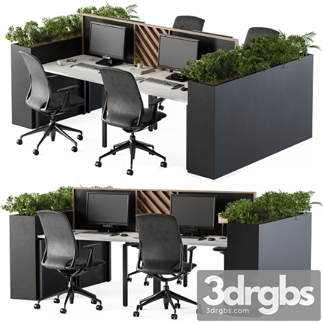 Office furniture flower box black 2 3dsmax Download - thumbnail 1