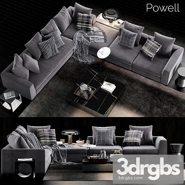Minotti powell sofa 2 2 3dsmax Download - thumbnail 1
