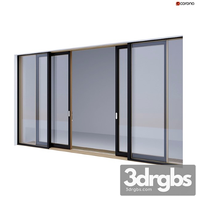 Wood-aluminum sliding stained-glass windows 3 3dsmax Download - thumbnail 1