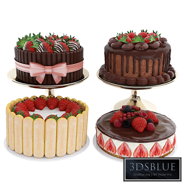 Strawberry cake collection 3DS Max - thumbnail 3