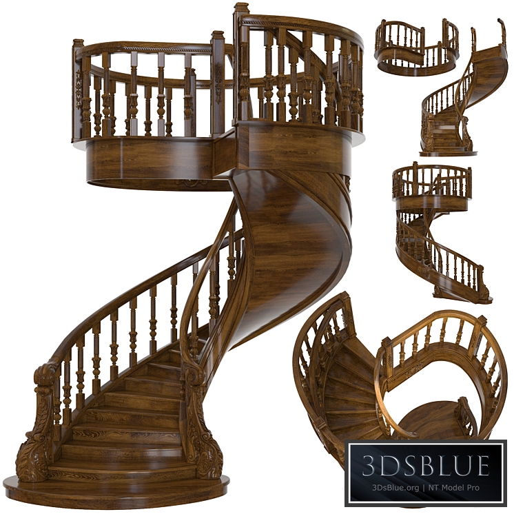 Spiral staircase classical 3DS Max - thumbnail 3