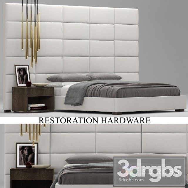 RH Restangle Bed 3dsmax Download - thumbnail 1