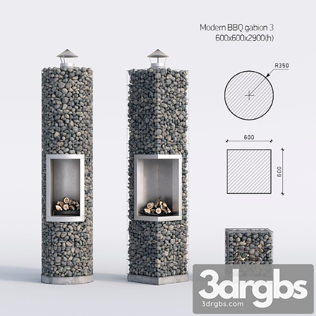 Modern Barbecue From Gabion 3 3dsmax Download - thumbnail 1