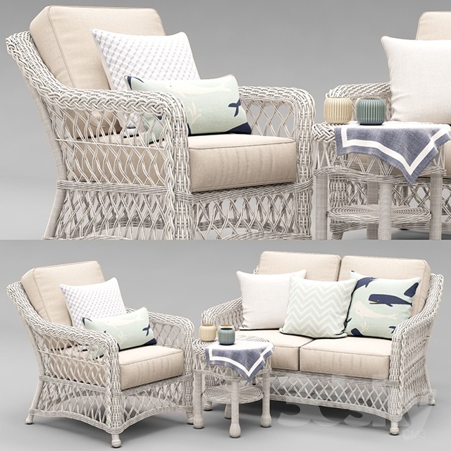 HAMPTON SEATING IN IVORY FINISH 3DS Max - thumbnail 3