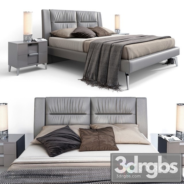 Leather Modern Bed 3dsmax Download - thumbnail 1