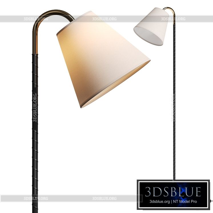 CB2 Barnes Brass And Black Leather Floor Lamp 3DS Max - thumbnail 3