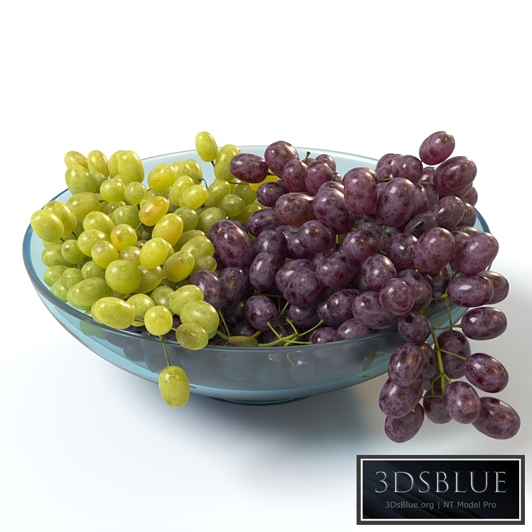 Bunches of grapes in a glass bowl 3DS Max - thumbnail 3