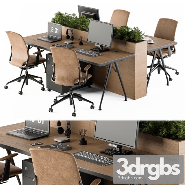 Office Furniture Employee Set 29 3dsmax Download - thumbnail 1