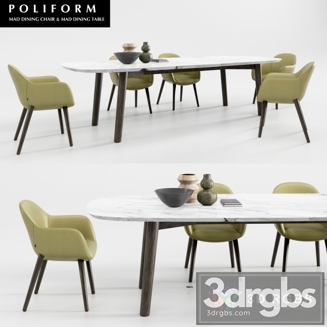 Poliform Mad Dining Table Chair 2 3dsmax Download - thumbnail 1