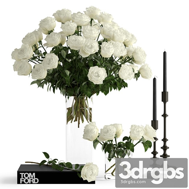 Decorative set White roses 3dsmax Download - thumbnail 1