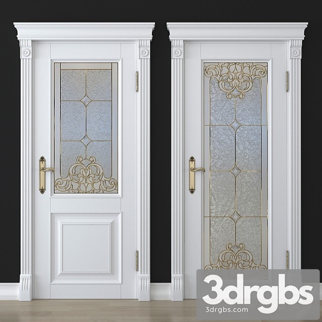A door with a stained glass window 3dsmax Download - thumbnail 1