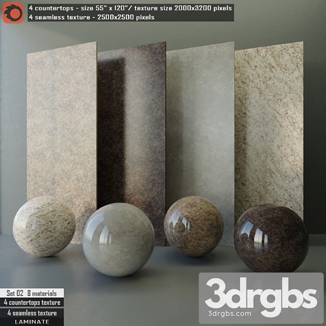 Laminate countertops & seamless texture set 02 3dsmax Download - thumbnail 1