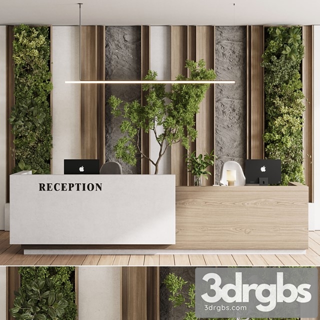 Reception Desk and Wall Decor Office Furniture 22 Corona 3dsmax Download - thumbnail 1