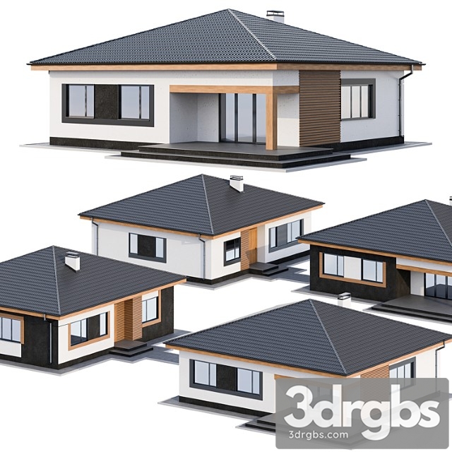 Modern One Story Cottage 3dsmax Download - thumbnail 1