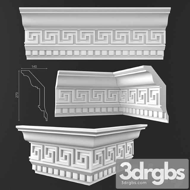 Decorative plaster Ceiling cornice 50 ko 016 gp 3dsmax Download - thumbnail 1