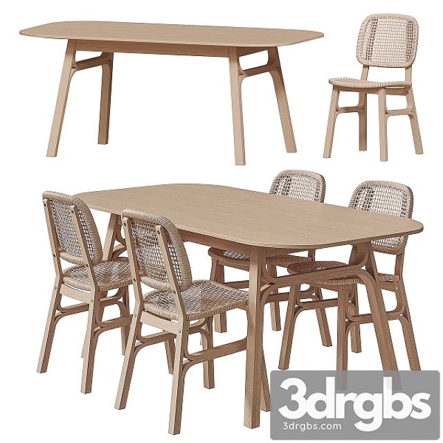 IKEA VOXLOV Dining Table and Chair 3dsmax Download - thumbnail 1