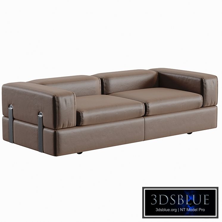 Daybed Sofa 711 by Tito Agnoli for Cinova in Brown Leather 3DS Max - thumbnail 3