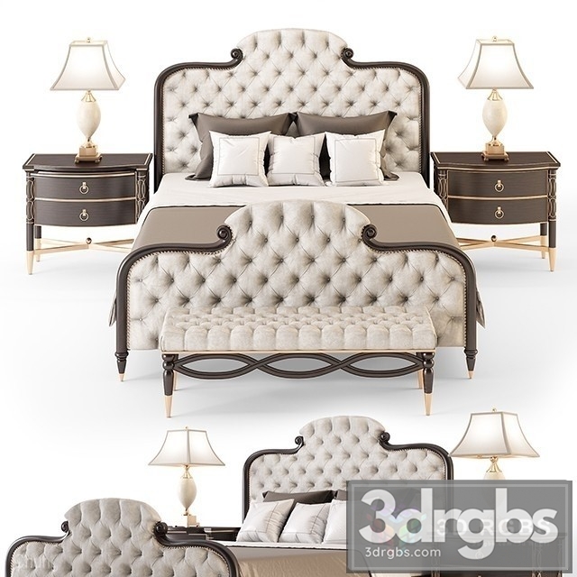 The Everly King Bed Set 3dsmax Download - thumbnail 1