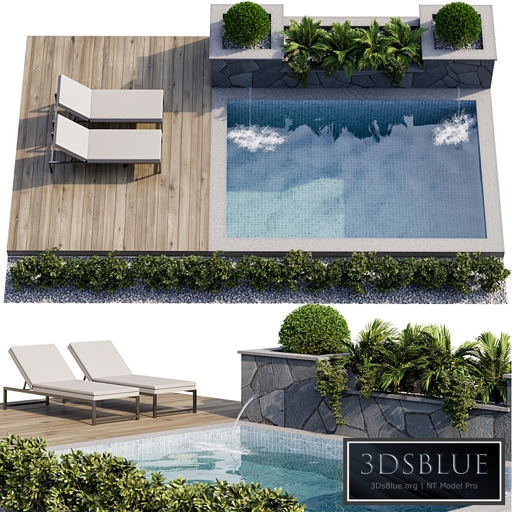 Backyard and Landscape with Pool 12 3DS Max - thumbnail 3